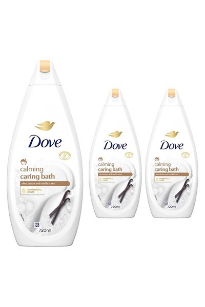 Dove Caring Bath Body Wash Moisturising Cream Shea Butter With Vanilla, 3x720ml - White