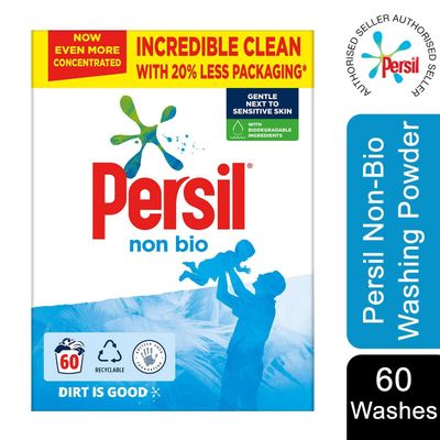 60 Wash Persil Non-Bio Washing Powder with Biodegradable Ingredients - White