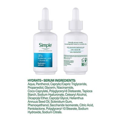 Simple Hydrate+ Serum 3% Hyaluronic Acid + B5 Moisture Boost Face, 30ml - White - Thumbnail 2