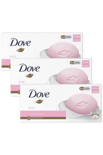 Dove Women's Pink Beauty 'Cream Bar' for Smooth Skin, Moisturising Cream 6x90g, 3pk in White