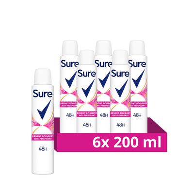 Sure Anti-Perspirant Aerosol Bright Bouquet 6x 200 ml