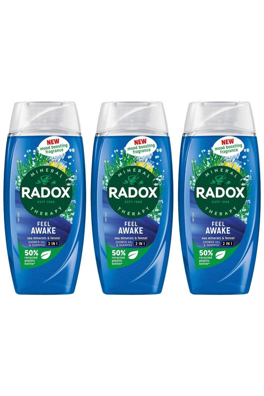 Radox Body Wash Shampoo 2in1 Feel Awake with Fennel & Sea Minerals, 225ml - 1 - Image 1