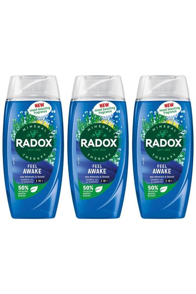 Radox Body Wash Shampoo 2in1 Feel Awake with Fennel & Sea Minerals, 225ml - 1