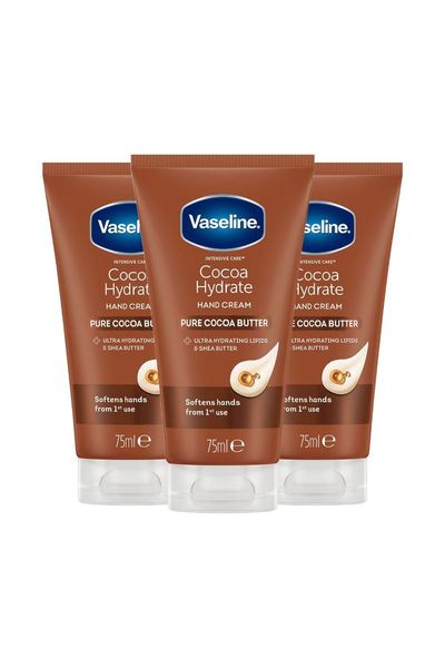 Vaseline Women's 'Hand Cream' Intensive Care Pure Cocoa Butter 75ml, 3 Pack in White