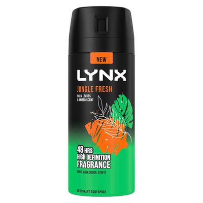 Lynx Body Spray Jungle Fresh 48H High Definition Fragrance Deodorant 150ml, 18 pack - 7cm / 17cm