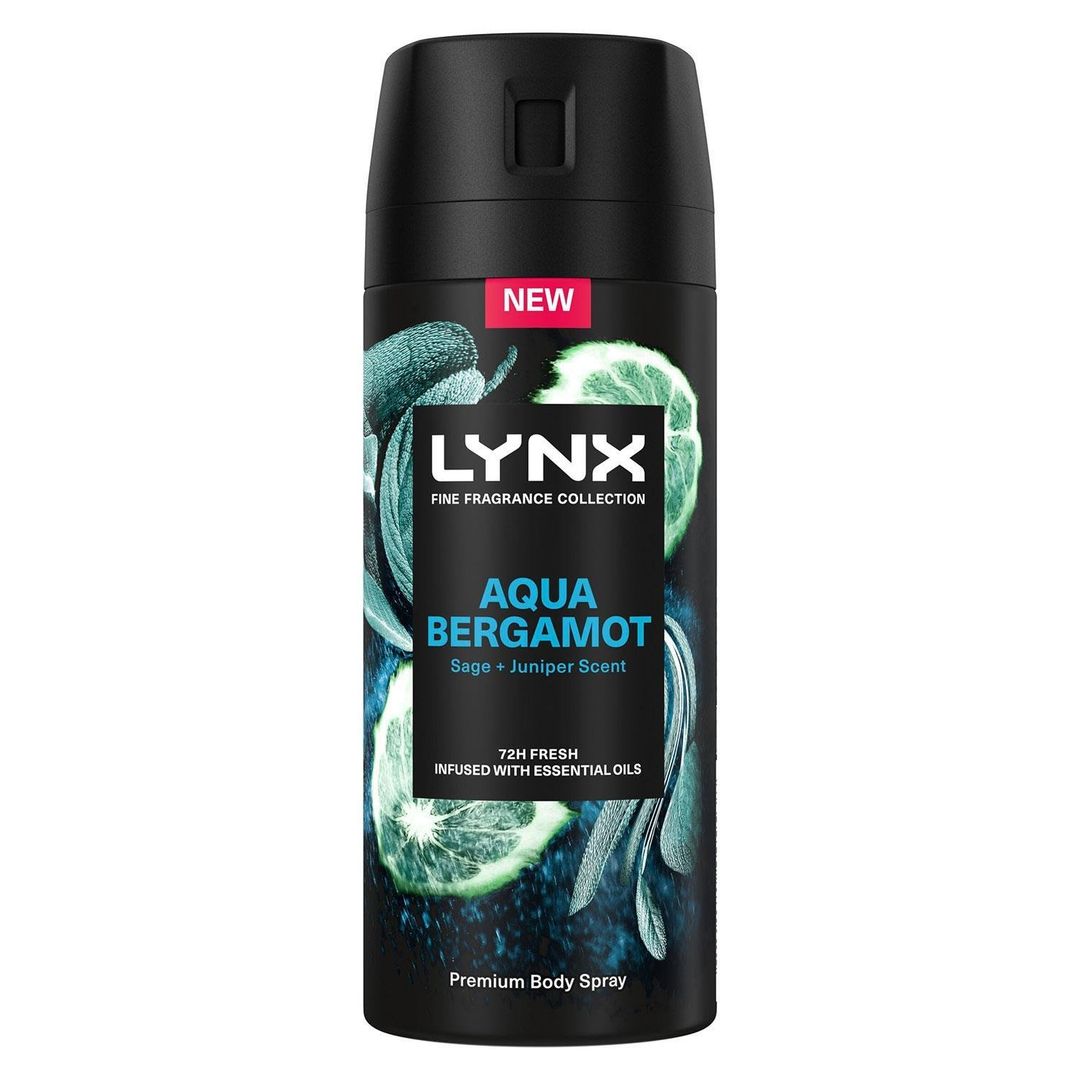 Lynx Fine Fragrance Collection Aqua Bergamot Premium Deodorant Body Spray, 150ml - 7cm / 17cm - Image 1