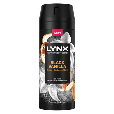 Lynx Fine Fragrance Collection Black Vanilla Deodorant Body Spray 150ml, 30 Pack - 7cm / 17cm