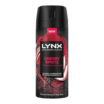 Lynx Men Deodorant Body Spray Cherry Spritz with 72Hrs Freshness 150ml, 36 Pack - 7cm / 17cm