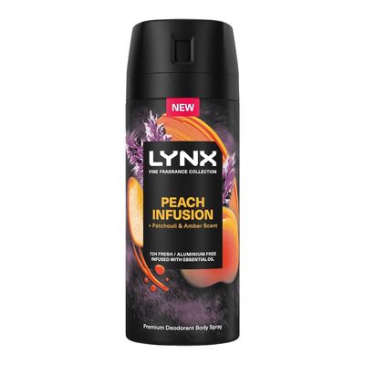 Lynx Men's Men 'Body Spray' Fine Fragrance Collection Peach Infusion 150ml, 3pk in White