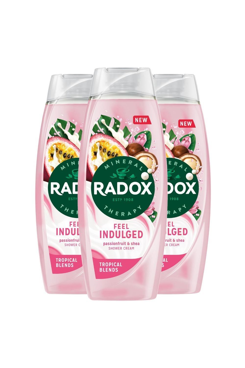 Radox Men's 3x Mineral Therapy Feel Indulged 'Shower Cream' Passion Fruit & Sea, 450ml in Pink - Image 1