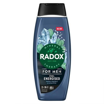 Radox Men's 3x Mineral Therapy Feel Energised 2in1 'Shower Gel' & Shampoo for Men, 450ml in Navy