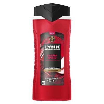 Lynx Cherry Spritz Body Wash with 12Hrs of Freshness for Men 400ml, 6 Pack - 10cm