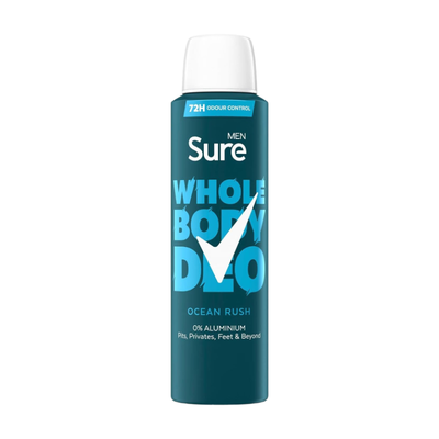 Sure Men's Whole Body 'Deodorant Spray' Ocean Rush w/ 72H Odour Control 150ml, 3pk in White - Thumbnail 2