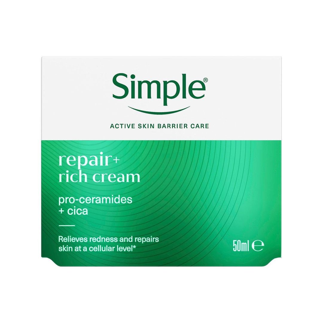 Simple Repair+ Moisturiser Gentle Nourishing & Soothing Daily Face Cream, 50ml in White | Size: 1 pack - Image 1