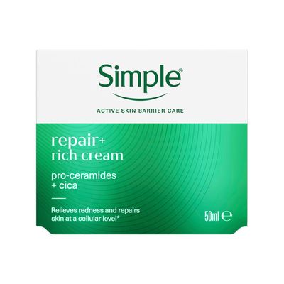 Simple Repair+ Moisturiser Gentle Nourishing & Soothing Daily Face Cream, 50ml in White | Size: 1 pack