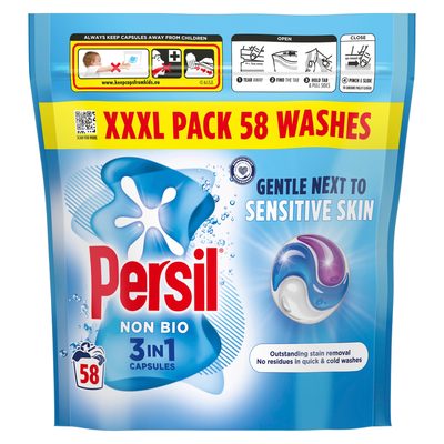 Persil 3 in 1 Washing Capsules Non Bio 58 washes - Thumbnail 2