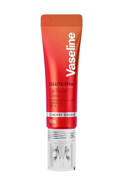 Vaseline Women's Gluta-Hya Lip Serum Gloss Cherry Crush Hydrating Moisture Care, 10ml in Red