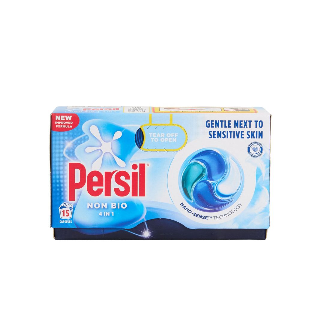 Persil Non Bio 4 in 1 fast-dissolving laundry capsules, 15 washes - Image 1