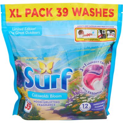 Surf 3 in 1 Cotswolds Bloom Laundry Washing Detergent Capsules 39 Washes Assorted Packs - Thumbnail 2
