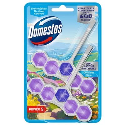 Domestos Power 5 Toilet Freshener Rim Block Cleaner Cotswolds Bloom 2x50g Assorted Pack