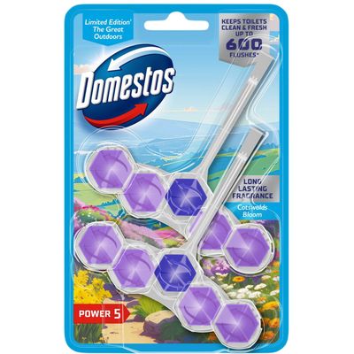 Domestos Power 5 Toilet Freshener Rim Block Cleaner Cotswolds Bloom 2x50g Assorted Pack - Thumbnail 2