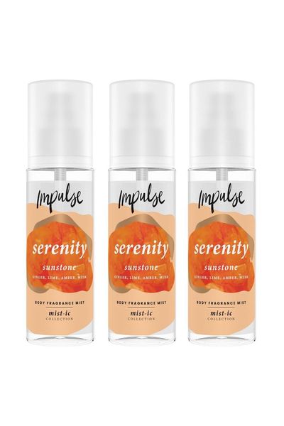 Impulse Serenity 'Body Mist' 150ml 3 Pack Ginger & Earthy Musk Scent in Clear | Size: 3pc