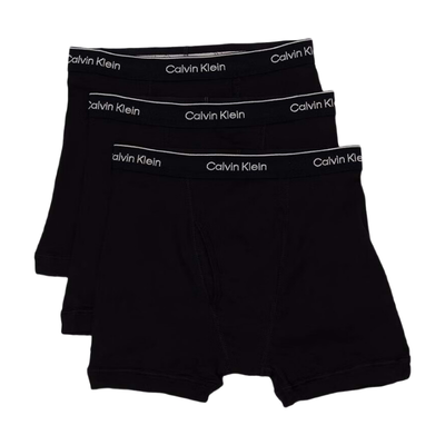 Mens 3 Pack Calvin Klein 100% Cotton Classic Fit Boxer Briefs Black / Black / Black L