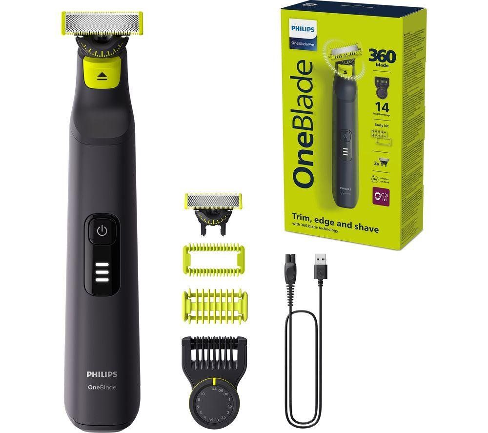 PHILIPS OneBlade Pro 360 QP6542/15 Wet & Dry Foil Shaver - Black, Black,Yellow - Image 1