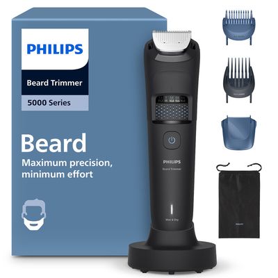 PHILIPS Series 5000 BT5780/15 Wet & Dry Beard Trimmer - Black, Black