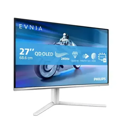 Philips Evnia 6000 27M2N6501L/00 computer monitor 67.3 cm (26.5") 2560 x 1440 pixels Quad HD QD-OLED White - Thumbnail 2
