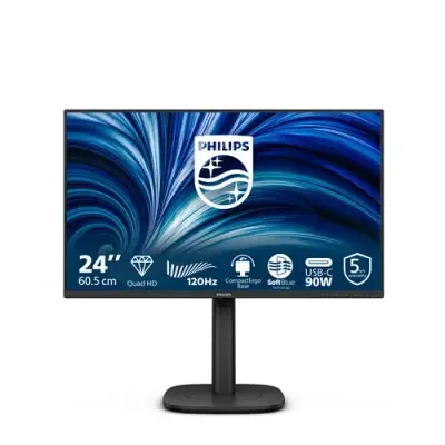 Philips 24B2U3601 computer monitor 60.5 cm (23.8") 2560 x 1440 pixels Quad HD LCD Black - Thumbnail 2