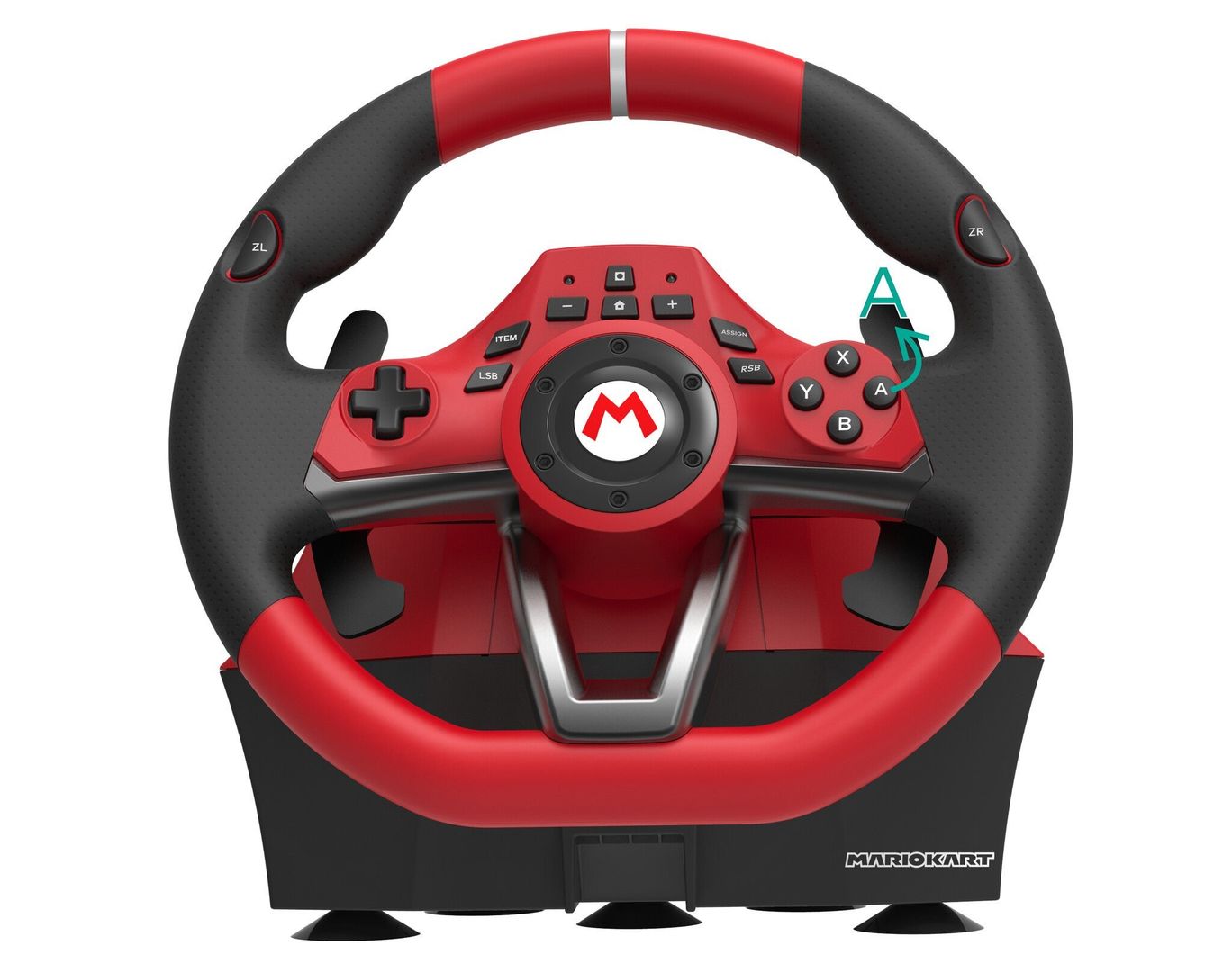 Hori Mario Kart Racing Wheel Pro Deluxe Black, Red USB Steering wheel + Pedals Analogue Nintendo Switch - Image 1
