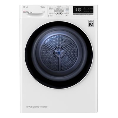 LG FDV709W 9kg Eco Hybrid Heat Pump Condenser Tumble Dryer - WHITE