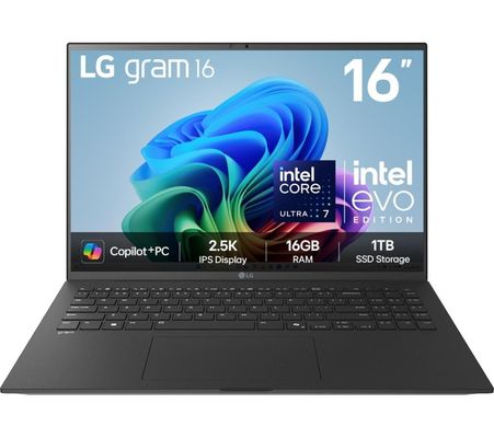 LG Gram 16Z90TL-G 16" Hybrid AI Copilot+ Laptop - Intel® Core™ Ultra 7 256V, 1TB SSD, 16 GB RAM - Black - [2025]
