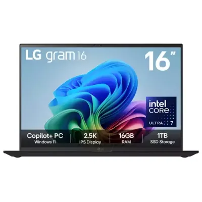 LG Gram 16Z90TL-G 16" Hybrid AI Copilot+ Laptop - Intel® Core™ Ultra 7 256V, 1TB SSD, 16 GB RAM - Black - [2025] - Thumbnail 2