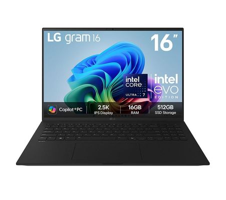 LG Gram 16Z90TL-G 16" Hybrid AI Copilot+ Laptop - Intel® Core™ Ultra 7 256V, 512GB SSD, 16 GB RAM - Black - [2025]