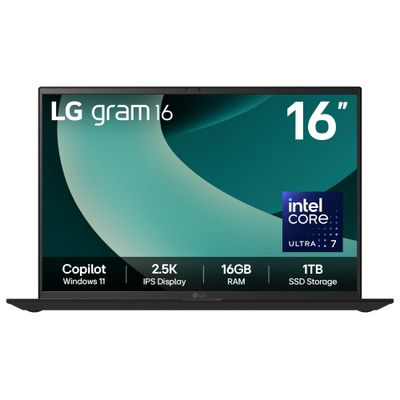 LG Gram 16Z90T-G 16" Hybrid AI Laptop - Intel® Core™ Ultra 7 255H, 1TB SSD, 16 GB RAM - Black - [2025]