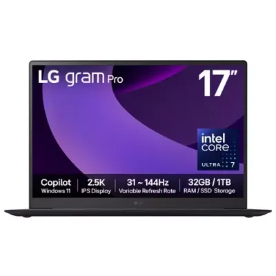 LG Gram Pro 17Z90TP-G 17" Hybrid AI Laptop - Intel® Core™ Ultra 7 255H, 1TB SSD, 32 GB RAM - Black - [2025] - Thumbnail 2