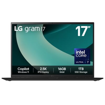 LG gram 17 17Z90T-G.AA78A1 17" Laptop, Copilot - Intel®Core Ultra 7, 1 TB SSD, Black, Black