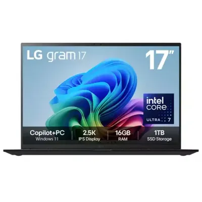 LG Gram 17Z90TL-G 17" Hybrid AI Copilot+ Laptop - Intel® Core™ Ultra 7 256V, 1TB SSD, 16GB RAM - Black - [2025] - Thumbnail 2