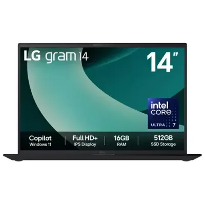 LG Gram 14Z90T-G 14" Hybrid AI Laptop - Intel® Core™ Ultra 7 255H, 512GB SSD, 16 GB RAM - Black - [2025] - Thumbnail 2