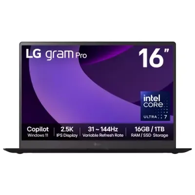 LG Gram Pro 16Z90TP-G 16" Hybrid AI Laptop - Intel® Core™ Ultra 7 255H, 1TB SSD, 16 GB RAM - Black - [2025] - Thumbnail 2