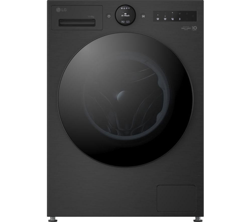 LG W4X7016TBB 11kg/6kg Washer Dryer - BLACK STEEL - Image 1