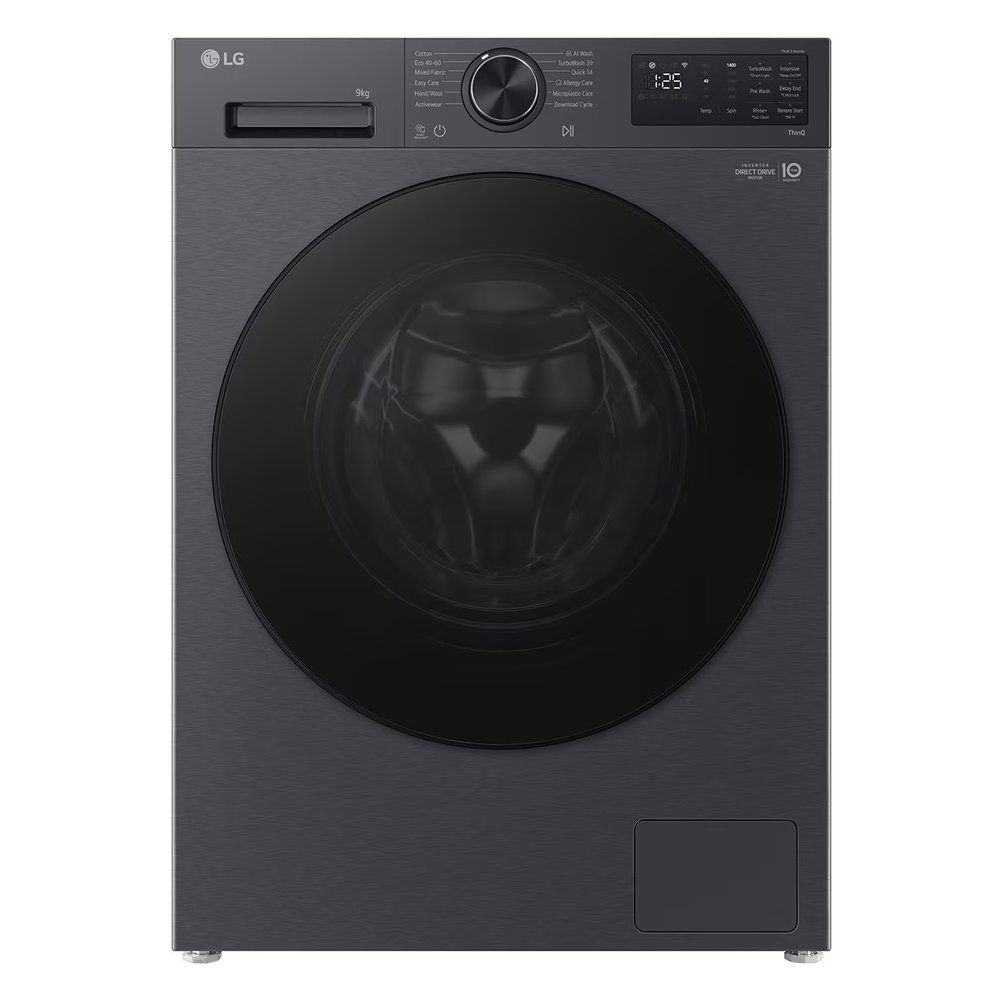 LG VX50 Series Counter-Depth MAX F2X50S9TBB WiFi-enabled 9 kg 1200 Spin Washing Machine - Matte Black, Black - Image 1