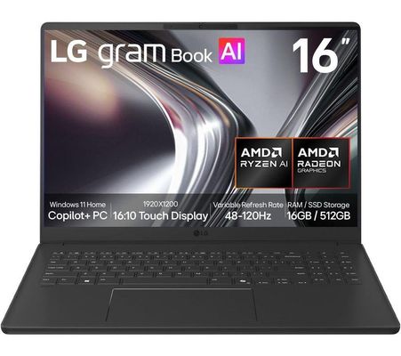 LG Gram Book 16" Windows 11 Home Black (R7 AI 445/512GB SSD/16GB/Radeon 840M/WUXGA/Touch) - Thumbnail 2