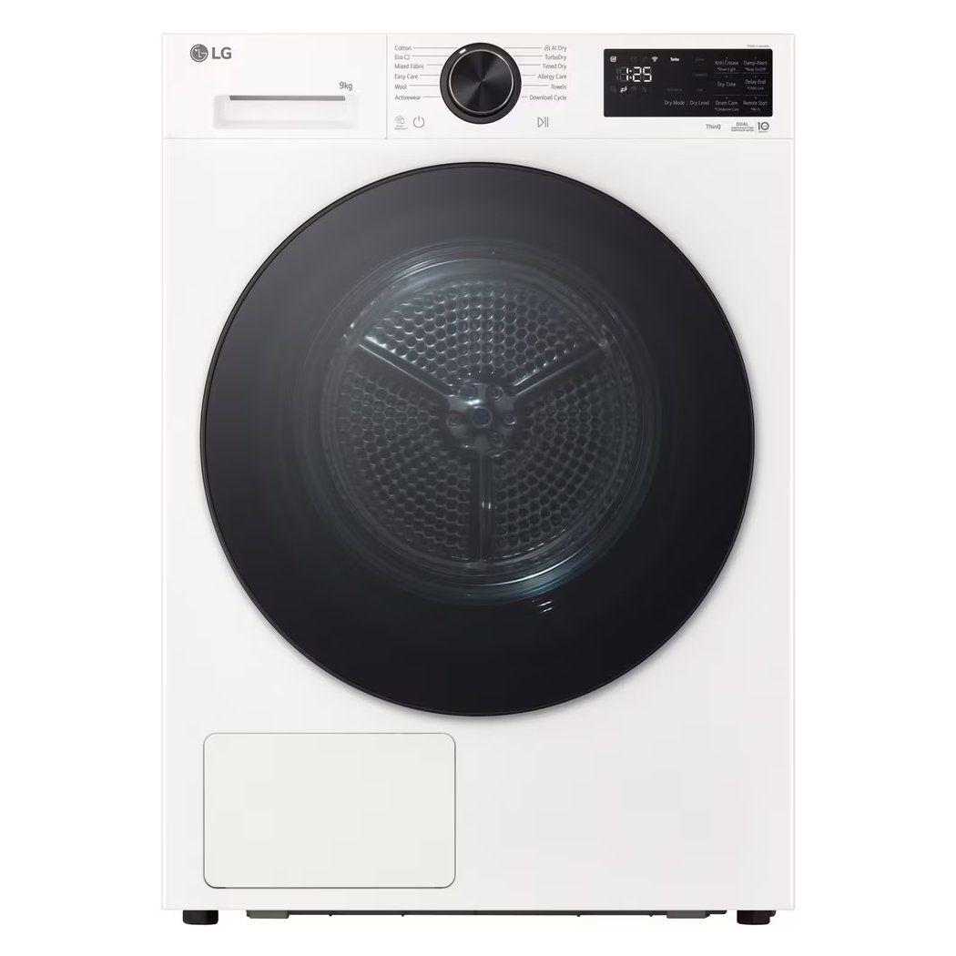 LG Series 5 AI Dry 9kg Heat Pump Tumble Dryer RHX5009TWB White - Image 1
