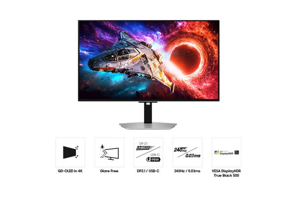 SAMSUNG Odyssey G8 G80SH 4K 32" OLED Gaming Monitor - Silver, Silver/Grey - Thumbnail 2
