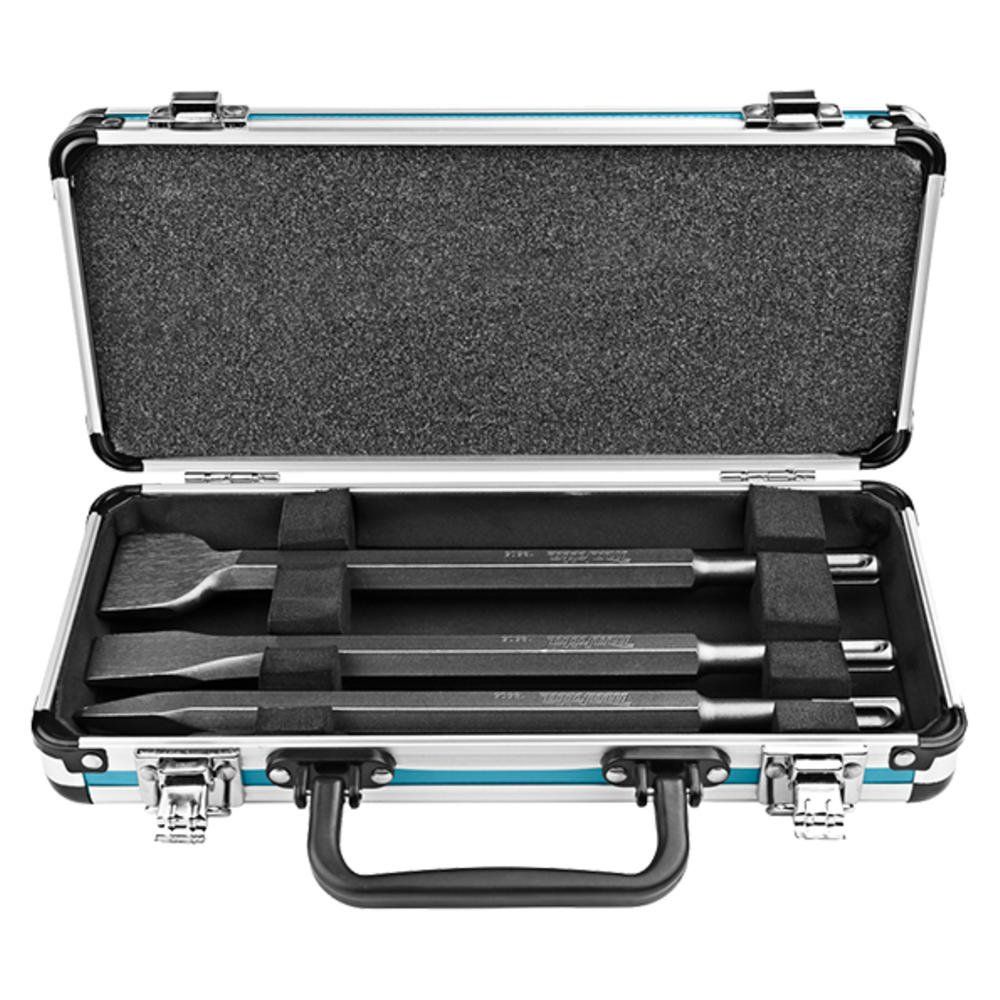 Makita 3 Piece SDS Plus Chisel Set in Aluminium Carry Case - Image 1