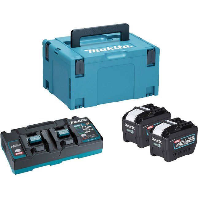 Makita DC40RB XGT Power Source Kit with 2 x 8.0Ah Batteries, Twin Charger & MakPac Case - Image 1