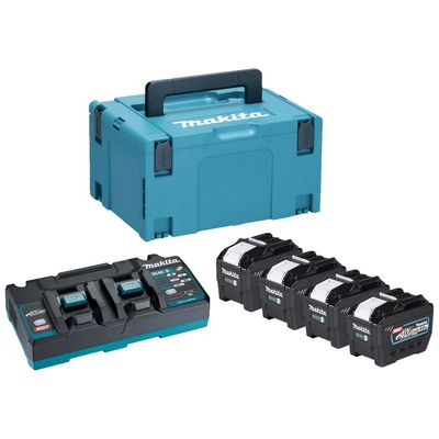 Makita DC40RB XGT Power Source Kit with 4x 8.0Ah Batteries, Twin Charger & MakPac Case - Thumbnail 2